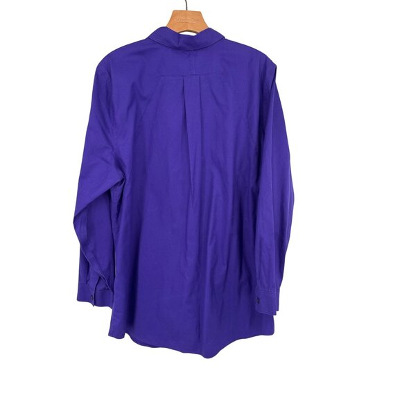 Chicos 3 Womens no iron Long Sleeve tunic Shirt Size XL Purple 100% Cotton - Picture 2 of 4